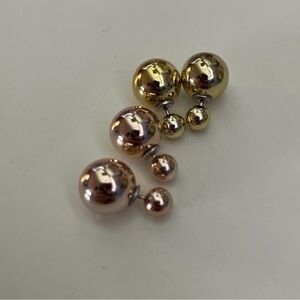 Double-Sided Ball Stud Earrings - Gold & Rose Gold